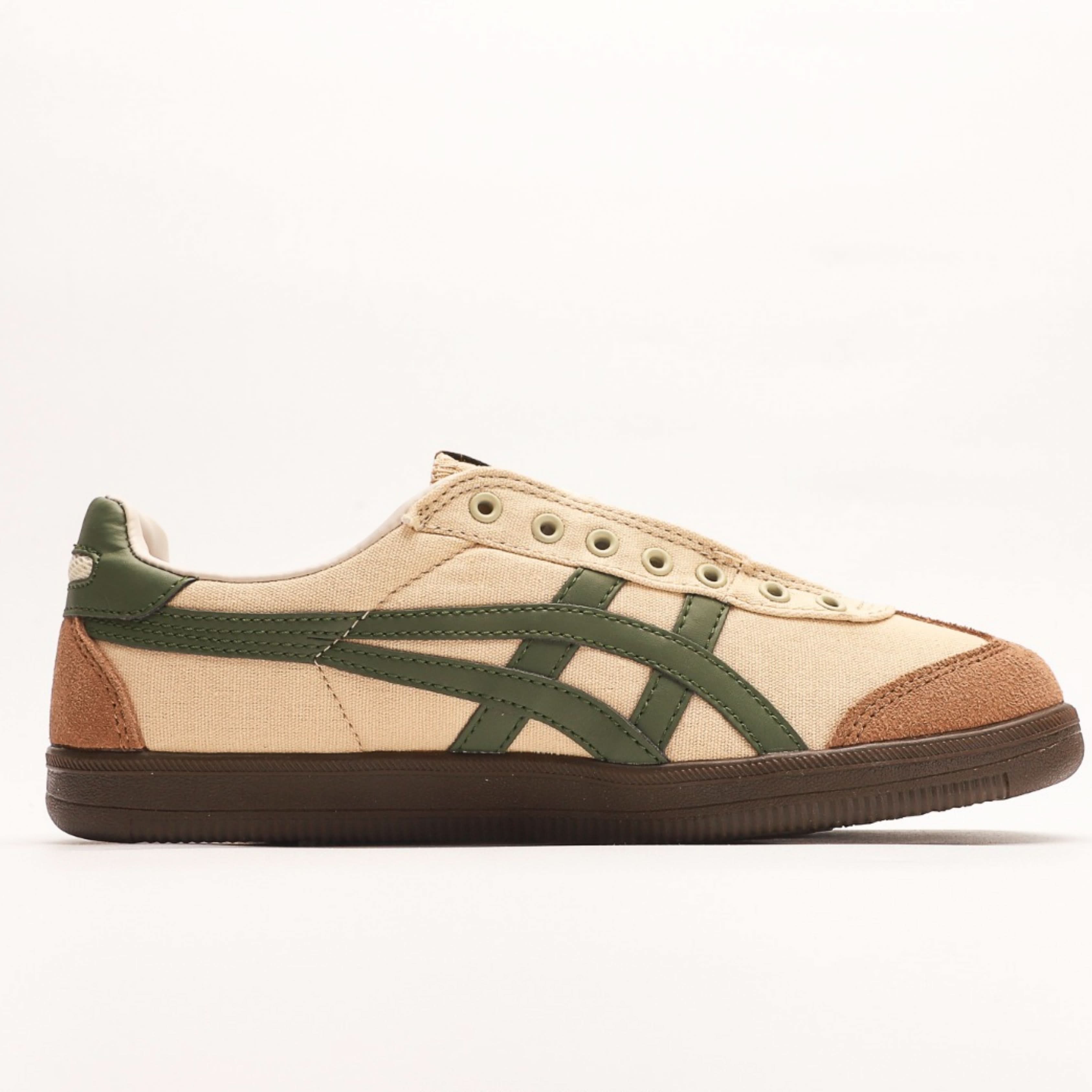 Onitsuka Tiger Tokuten Slip‑On – Beige/Brown/Green Suede Edition