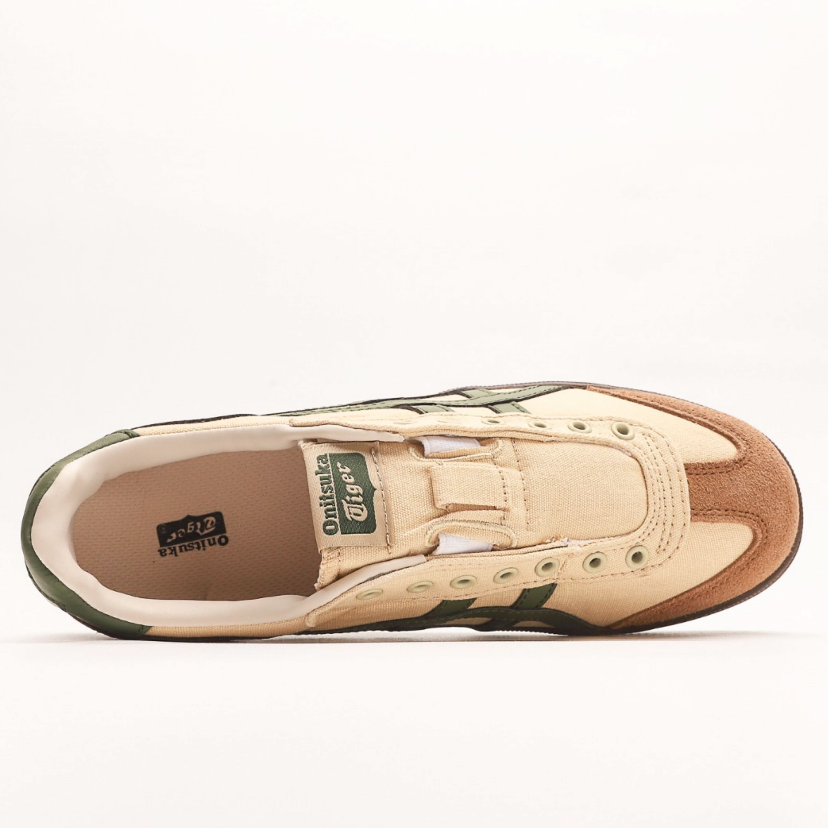 Onitsuka Tiger Tokuten Slip‑On – Beige/Brown/Green Suede Edition