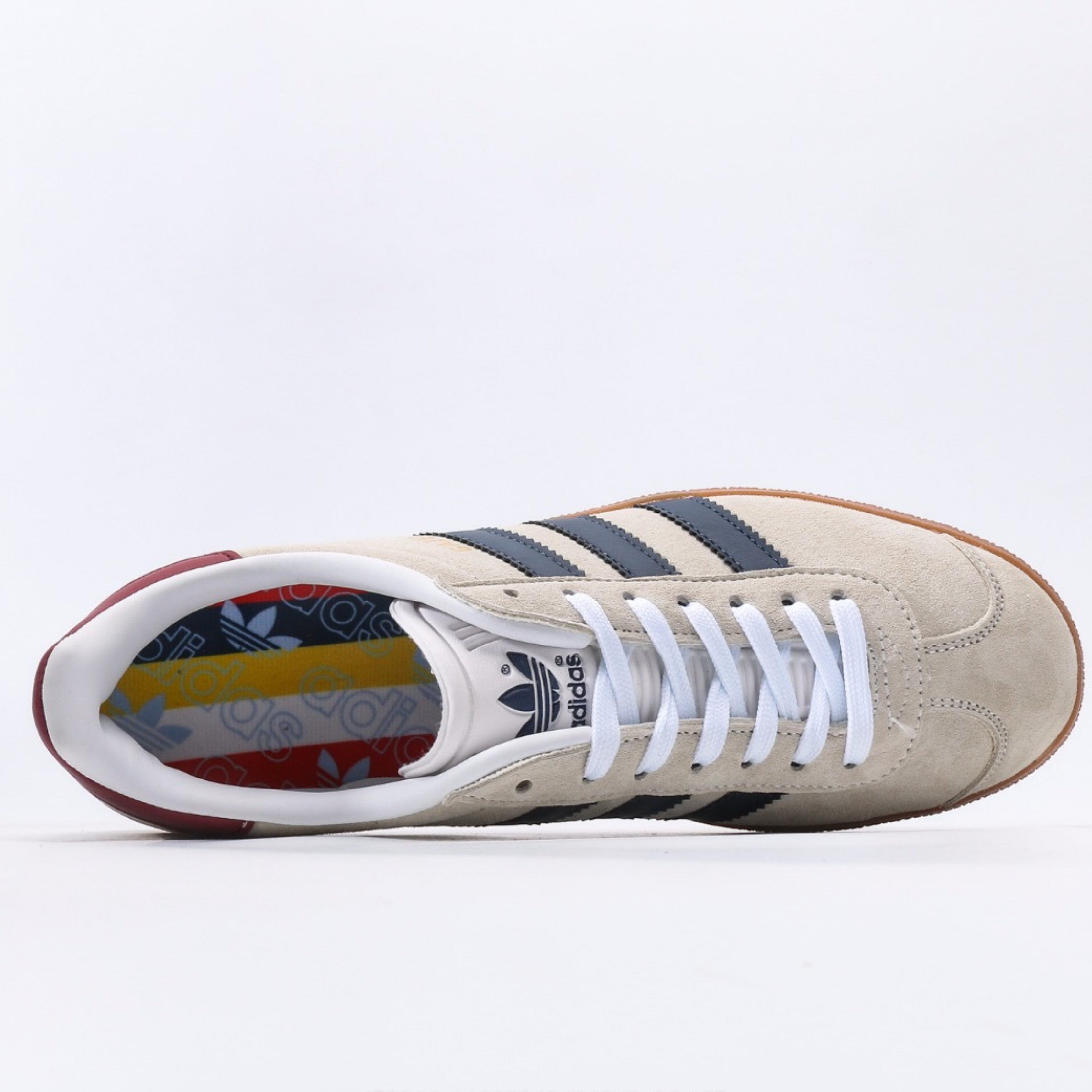 adidas Gazelle Beige Dark Blue Collegiate Burgundy